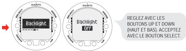 SUUNTO COBRA 3 - Réglage du rétroéclairage - 1