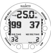 SUUNTO COBRA 3 - Affichage des informations relatives à l'oxygène - 1