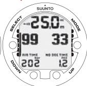 SUUNTO COBRA 3 - Affichage des informations relatives à l'oxygène - 1