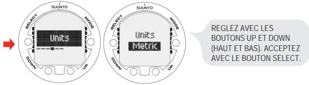 SUUNTO COBRA 3 - Réglage des unités - 1