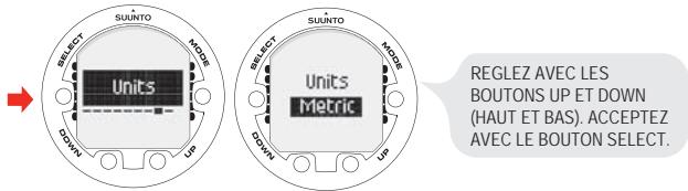 SUUNTO COBRA 3 - Réglage des unités - 1