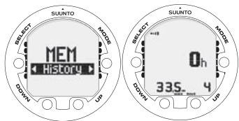 SUUNTO COBRA 3 - Historique de plongée (MEMHistory) - 1