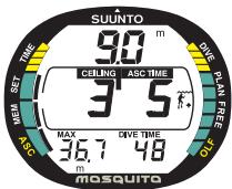 SUUNTO MOSQUITO - PROFONDEUR PLAFOND, ZONE PLAFOND, PLANCHER, ET PLAGE DE DÉCOMPRESSION - 2