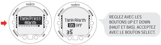 SUUNTO VYPER AIR - Réglage de l'alarme de pression d'air - 1
