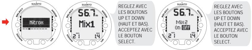 SUUNTO VYPER AIR - Réglage des valeurs nitrox - 1