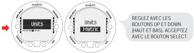 SUUNTO VYPER AIR - Réglage des unités - 1