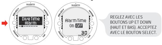 SUUNTO VYPER AIR - Réglage de l'alerte de la durée d'immersion - 1