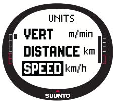 SUUNTO X9 - Choix de l'unité de vitesse - 1