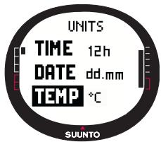 SUUNTO X9 - Choix de l'unité de température - 1