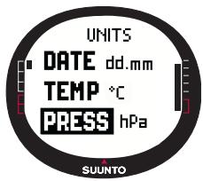 SUUNTO X9 - Choix de l'unité de pression barométrique - 1