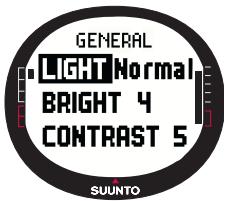 SUUNTO X9 - Réglage de l'éclairage - 1