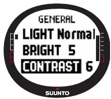 SUUNTO X9I - Réglage du contraste - 1
