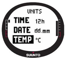 SUUNTO X9I - Choix de l'unité de pression barométrique - 2