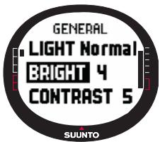 SUUNTO X9I - Réglage de la luminosité - 1