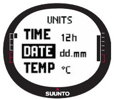 SUUNTO X9I - Choix de l'unité de pression barométrique - 1