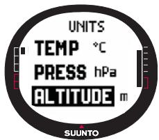 SUUNTO X9I - Choix de l'unité d'altitude - 1