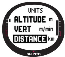 SUUNTO X9I - Choix de l'unité de distance - 1