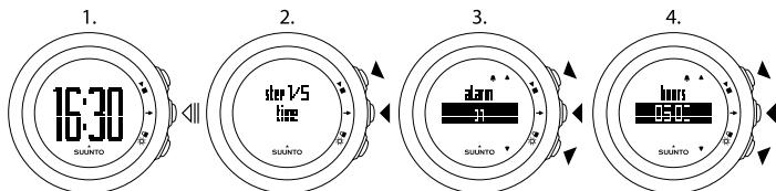 SUUNTO M5 - Exemple : réglage des paramètres de l'alarme - 1