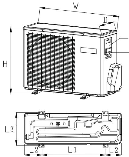 HAIER 1U24GS1ERA - Dimensioni di installmente (unità: mm) - 1