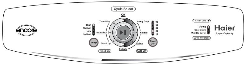 HAIER GDE 450 AW - TIMED DRY CYCLE - 1