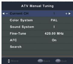 HAIER LE32B7000C,  LE39B7000C,  LE65B7000 - Réglage manuel ATV - 1