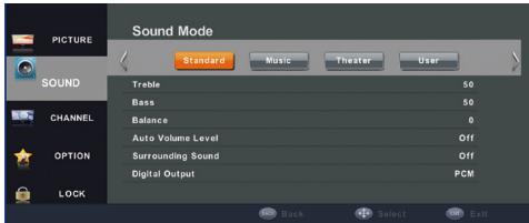 HAIER LE32B7000C,  LE39B7000C,  LE65B7000 - MENU SOUND (AUDIO) - 1