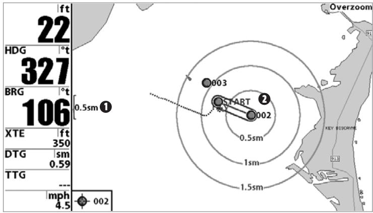 HUMMINBIRD 931C - AJOUT D'UN POINT DE CHEMINEMENT OU D'UNE GRILLE DE PÉCHE À LA TRAîNE - 1