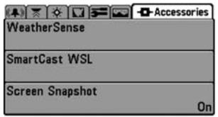 HUMMINBIRD GPS 757C - Onglet Accessoires du menu principal - 2