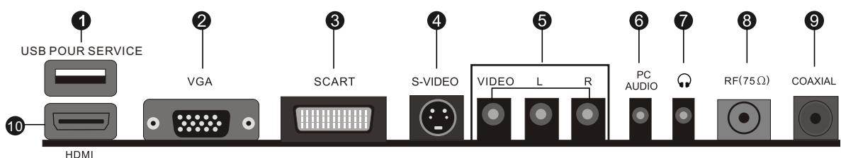 CONTINENTAL EDISON CE56SDV22G - Raccordement des bornes de la TV - 1