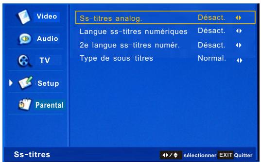CONTINENTAL EDISON CE56SDV22G - MENU de réglage - 2