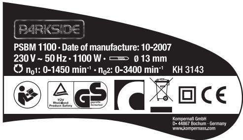 PARKSIDE PSBM 1100 - Technische Daten - 1