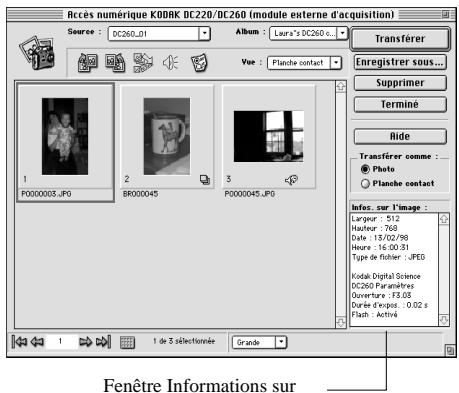 KODAK DC220 - Visualisation des informations sur l'image - 2
