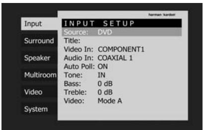 HARMAN KARDON CINESPECIAL 29-7 - Configuration de l'entrée - 1