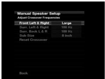 HARMAN KARDON AVR 255 - Régler Menu des fréquences d'intersection - 1