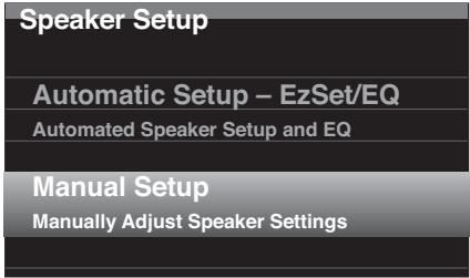 HARMAN KARDON AVR 365 - Étape 3 - Menu de configuration manuelle des haut-parleurs - 1
