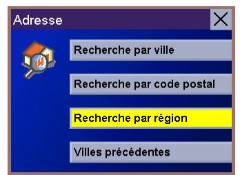 MAGELLAN ROADMATE 700 - Sélectionner une destination à l'aide d'une adresse - Recherche par région - 2