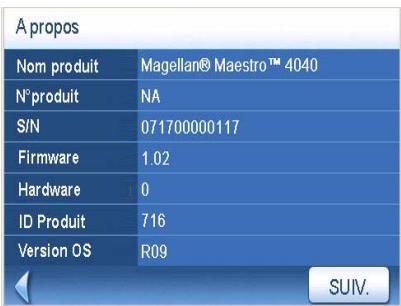 MAGELLAN MAESTRO 3100 - Afficher l'écran À propos - 2