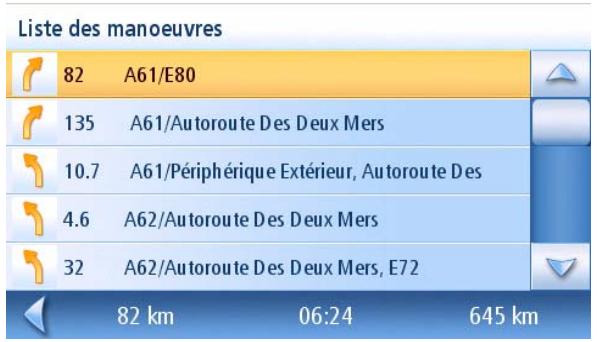 MAGELLAN MAESTRO 4050 - Écran List des manoeuvres - 1