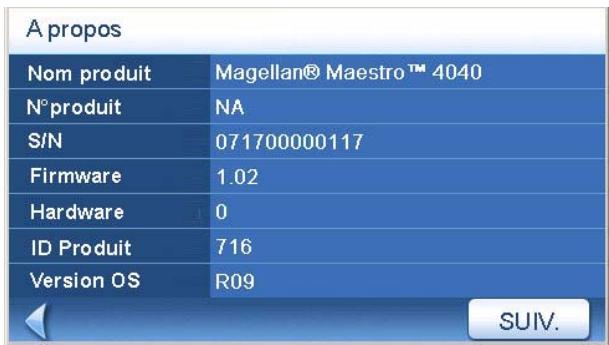 MAGELLAN MAESTRO 4050 - Afficher l'écran À propos - 2