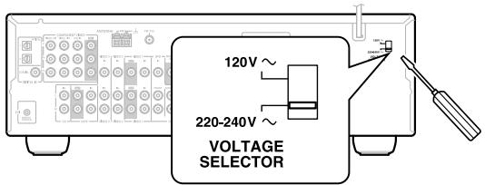 ONKYO HT-S590 - Réglage du sélecteur de tension (sur certains modèles) - 1