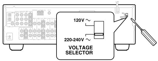 ONKYO HT-S590 - Ajustar el selector de voltaje (en algunos modelos) - 1