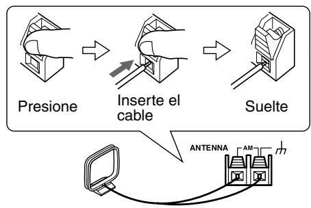 ONKYO HT-S590 - Conecte los dos cables de la antenna en bucle AM a los terminales de entrada AM, tal como se muestra a continuación. - 1