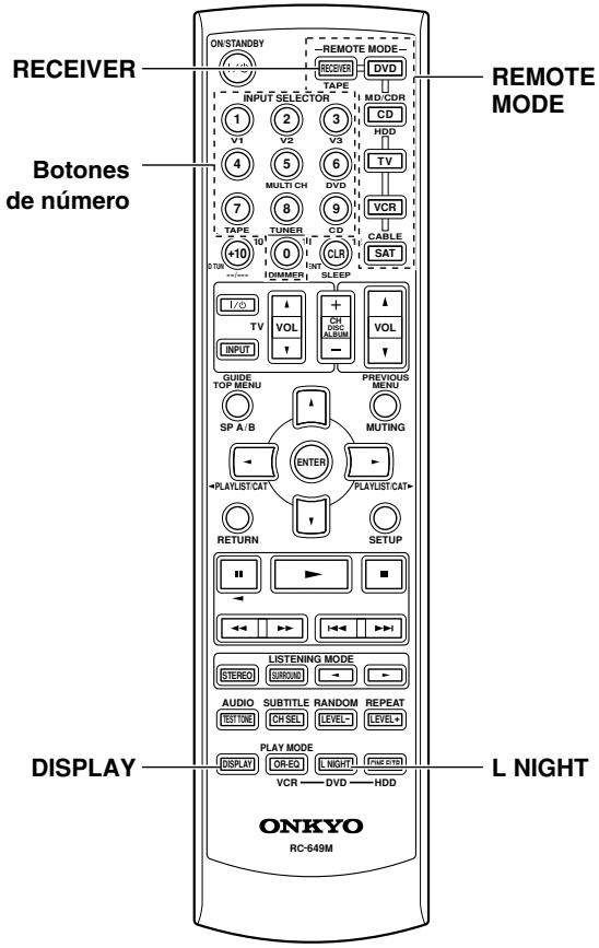 ONKYO HTS-790 - Introducir un número de control remoto - 1