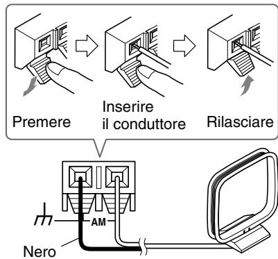 ONKYO T-433 - Collegare entrambi i conduttori dell'antenna AM avvolta, ai terminali a pressione AM, come viene mostrato. - 1