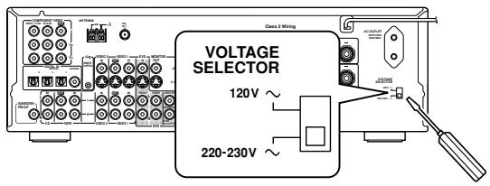 ONKYO TX-SR502E - Ajustar el selector de voltaje (Sólo para el modelos internacional) - 1