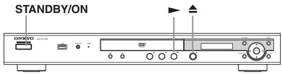 ONKYO DVSP405 - Lecture d'un disquesque dans l'alvieole du tiroir, face portant l'étiquette orientée vers le haut (s'il s'agit d'un disque DVD double-face, la première face que vous souhaitez écouter doit être tournée vers le bas).

![](images/4af3f145c0c5033fac7e040d021e46dd56cdd5eaa6059cc8285bfb61eb4d7a58.jpg) - 1