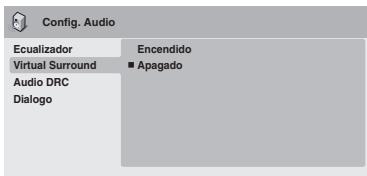 ONKYO DVSP405 - Menu Configuración Audiogado (predeterminada)", "Rock", "Pop", "Directo", "Dance", "Techno", "Clasica", "Suave"

Las diversas curvas EQ preestablecidas han sido disnadas para various estilos de música. - 3