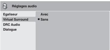 ONKYO DVSP405 - Menu des réglages pour le son (Réglages audio)paramètres et modifiez leur valeur au moyen des touches de déplacement du curseur (▲/▼/<▲/> - 5