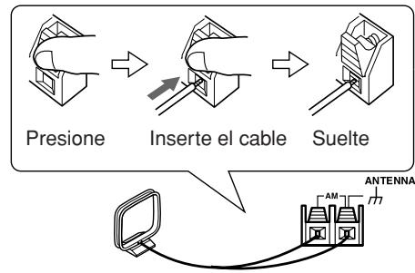 ONKYO TX-8222 - Conecte los dos cables de la antenna en bucle AM a los terminales de entrada AM, tal como se muestra a continuacion. - 1