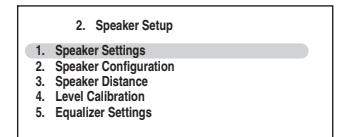 ONKYO TX-SR607 - Utilisez les touches Haut et Bas [▲]/[▼] pour sélectionner « 2. Speaker Setup», puis appuyez sur [ENTER]. - 1